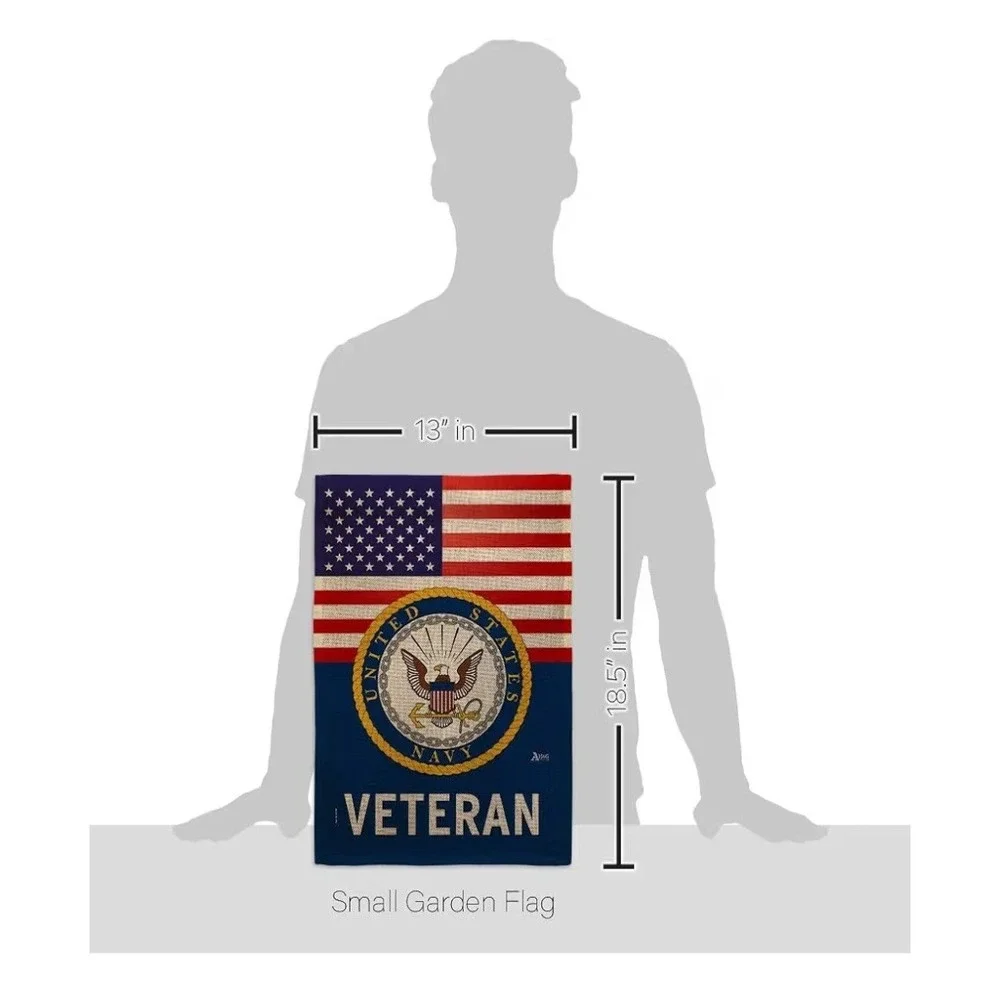 U.S. Navy Veteran Garden Flag Patriotic Military Outdoor Yard Home Decor 13x18.5